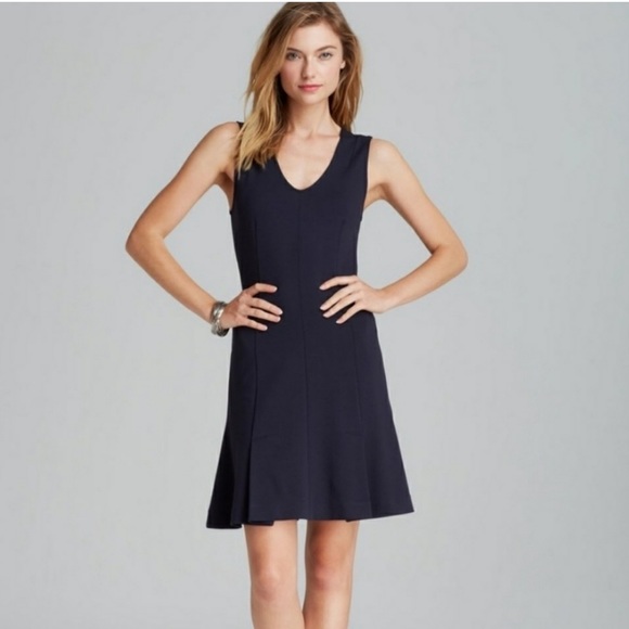 Theory Canneros Uniform Blue V-Neck Crepe Flounder Pryor Dress size Large - Picture 2 of 12